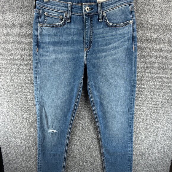 Rag & Bone Cate Mid Rise Ankle Skinny Jeans 27 Blue Denim Stretch ACTL 27X27 - Picture 1 of 16